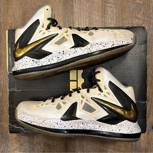 Nike LeBron 10 X P.S. Elite+ White Gold Black